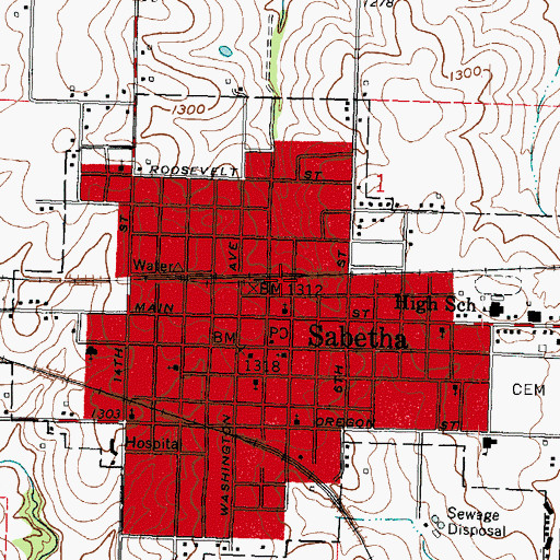 Topographic Map of Farmers Co - Operative Elevator Grain Elevator Number 1, KS