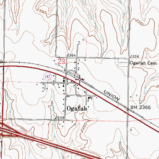 Topographic Map of Frontier Agricultural Grain Elevator Number 19, KS