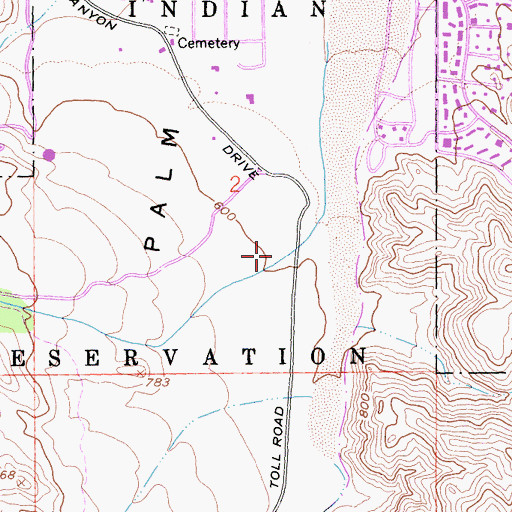 Topographic Map of Andreas Canyon, CA