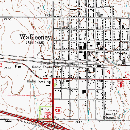 Topographic Map of Frontier Agricultural Grain Elevator Number 25, KS