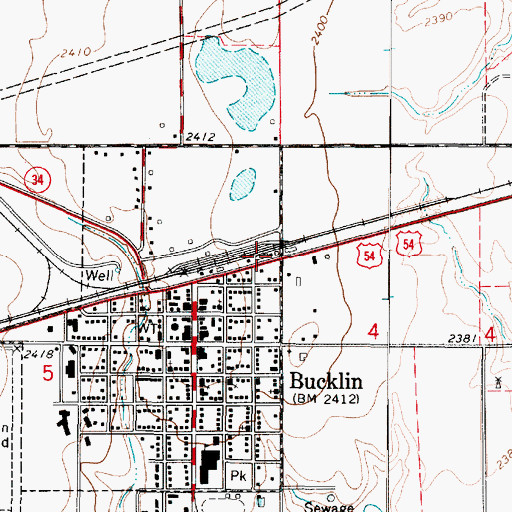 Topographic Map of Offerle Co - Operative Grain and Supply Co Grain Elevator Number 3, KS