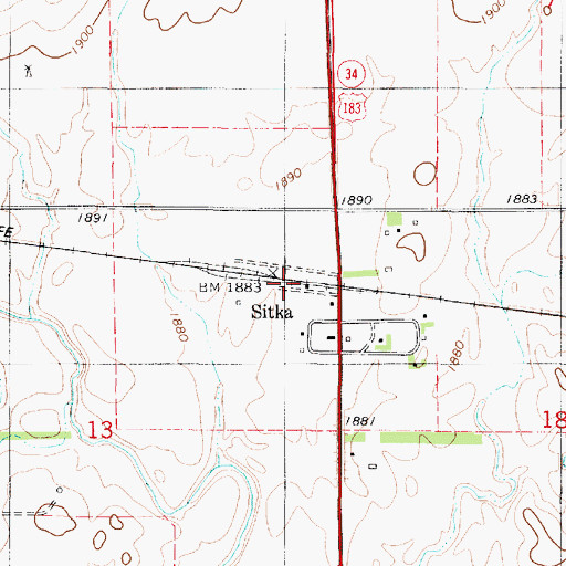 Topographic Map of Farmers Co - Operative Grain Elevator Number 5, KS