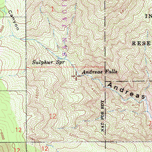 Topographic Map of Andreas Falls, CA