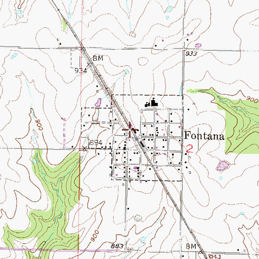 Topographic Map of Beachner Grain Elevator Number 19, KS