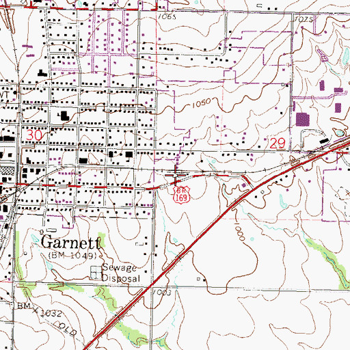 Topographic Map of Beachner Grain Elevator Number 20, KS