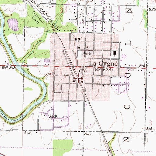 Topographic Map of Beachner Grain Elevator Number 24, KS