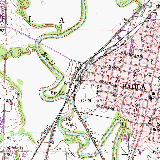 Topographic Map of Beachner Grain Elevator Number 26, KS