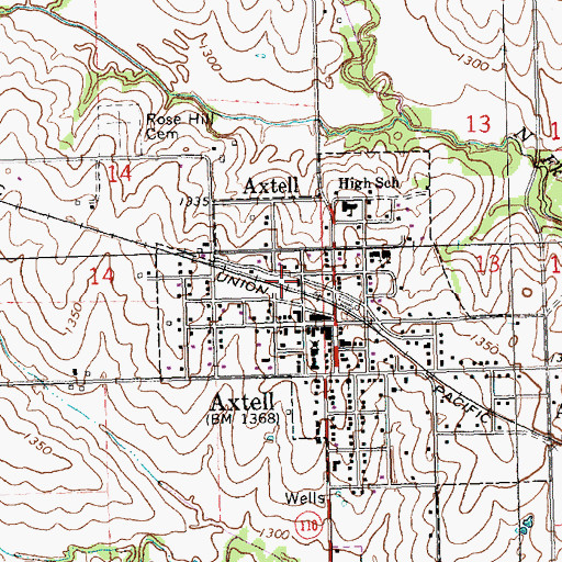 Topographic Map of Axtell Grain Elevator Number 1, KS