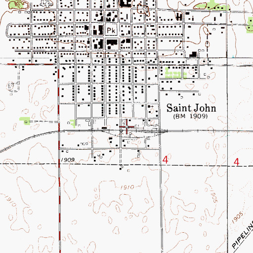 Topographic Map of Kanza Co - Operative Association Grain Elevator Number 8, KS