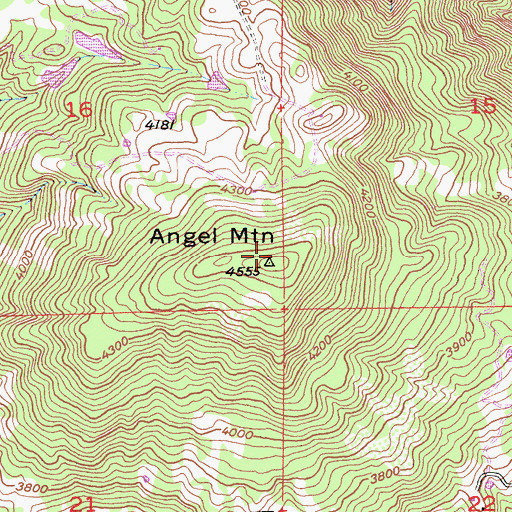 Topographic Map of Angel Mountain, CA