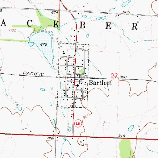 Topographic Map of Bartlett Co - Operative Association Grain Elevator Number 1, KS