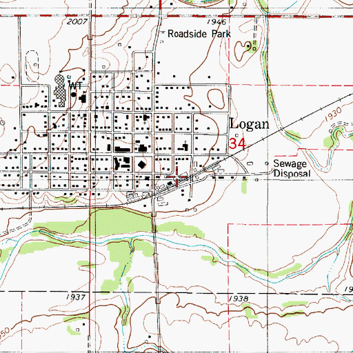 Topographic Map of Almena Agri - Services Grain Elevator Number 2, KS