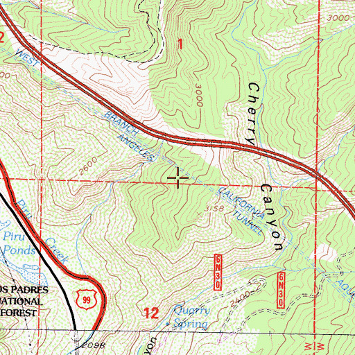 Topographic Map of Angeles Tunnel, CA