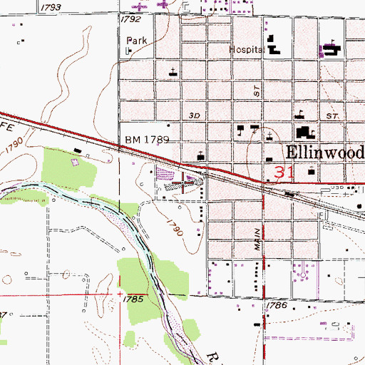 Topographic Map of Great Bend Co - Operative Association Grain Elevator Number 5, KS