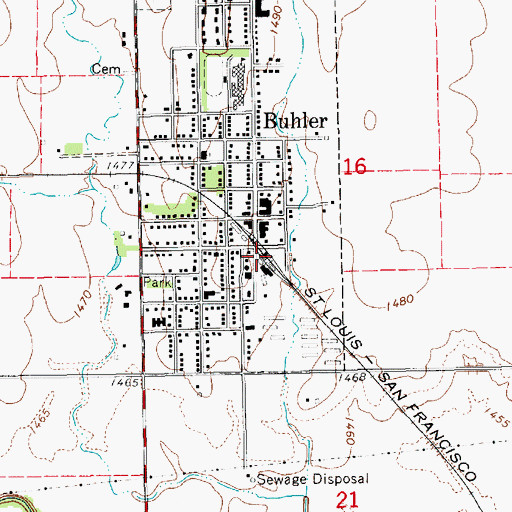 Topographic Map of Team Marketing Alliance Grain Elevator Number 5, KS