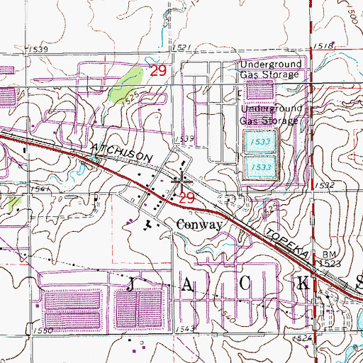 Topographic Map of Team Marketing Alliance Grain Elevator Number 10, KS