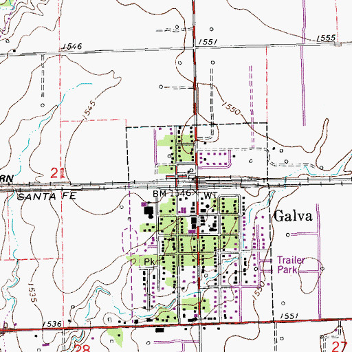 Topographic Map of Team Marketing Alliance Grain Elevator Number 14, KS