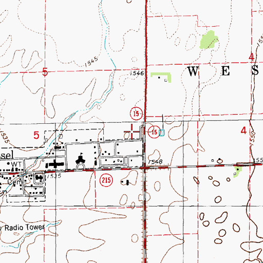 Topographic Map of Team Marketing Alliance Grain Elevator Number 15, KS