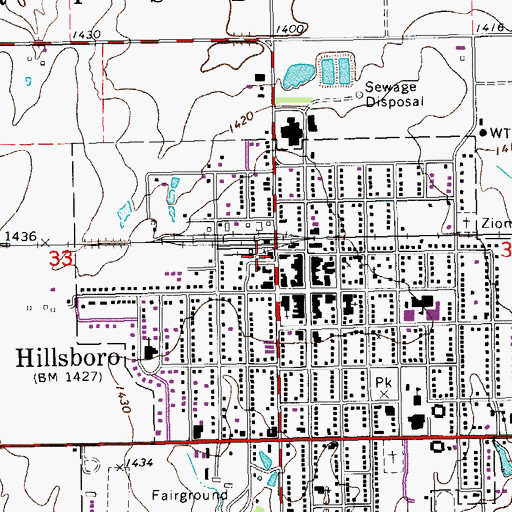 Topographic Map of Team Marketing Alliance Grain Elevator Number 19, KS