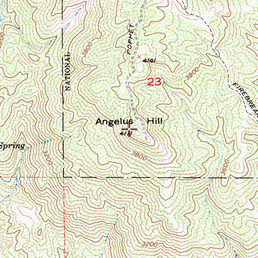 Topographic Map of Angelus Hill, CA