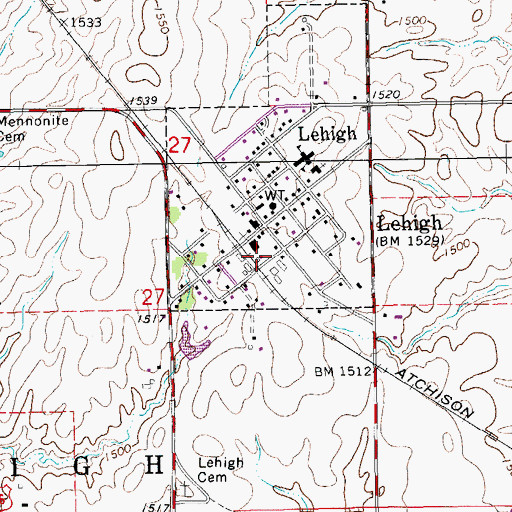 Topographic Map of Team Marketing Alliance Grain Elevator Number 22, KS
