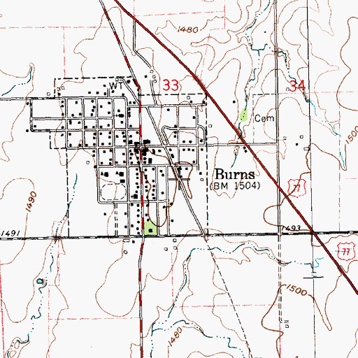 Topographic Map of Team Marketing Alliance Grain Elevator Number 6, KS