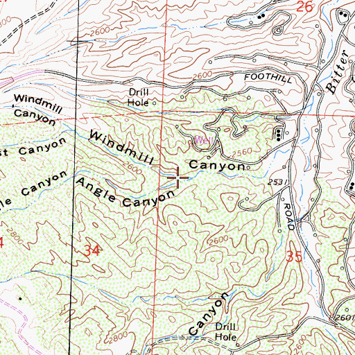 Topographic Map of Angle Canyon, CA