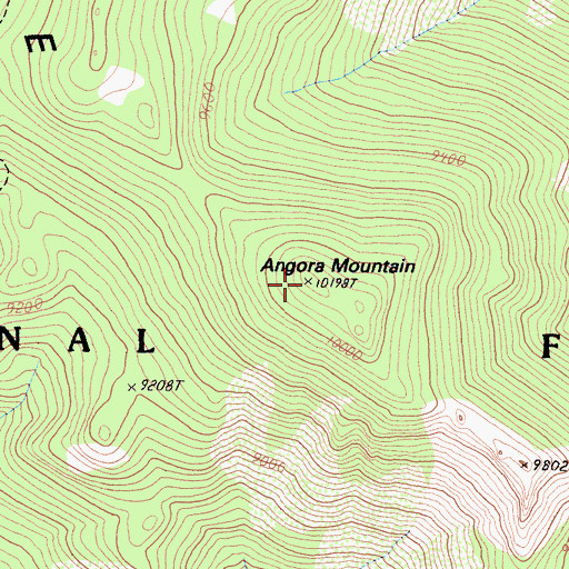Topographic Map of Angora Mountain, CA