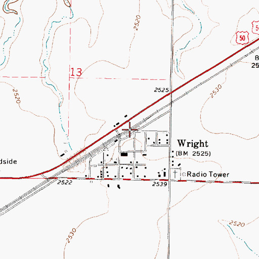 Topographic Map of Right Co - Operative Association Grain Elevator Number 1, KS