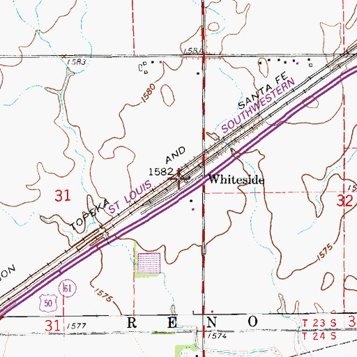 Topographic Map of Team Marketing Alliance Grain Elevator Number 36, KS