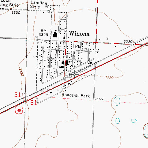 Topographic Map of Winona Feed and Grain Elevator Number 1, KS