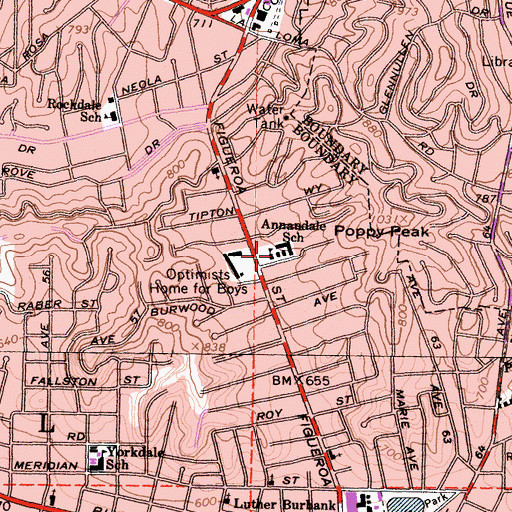 Topographic Map of Annandale Elementary School, CA