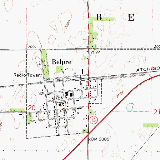 Topographic Map of Southern Plains Co - Operative at Lewis Kansas Grain Elevator Number 2, KS