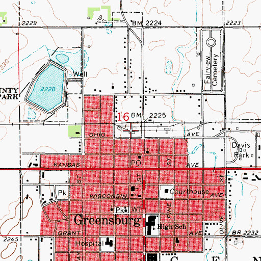 Topographic Map of Southern Plains Co - Operative at Lewis Kansas Grain Elevator Number 5, KS