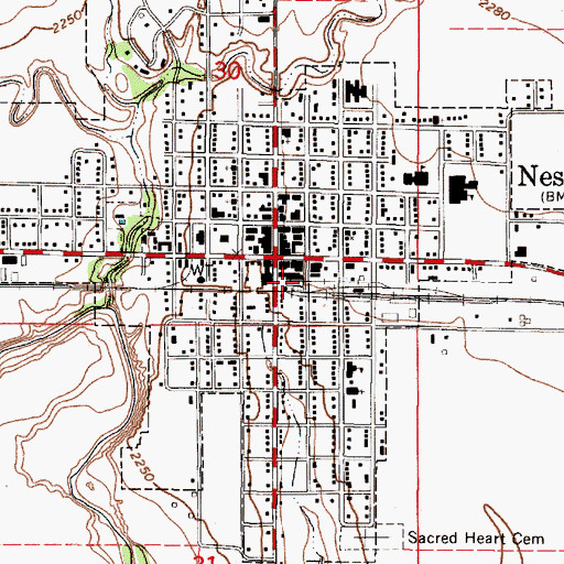 Topographic Map of D E Bondurant Grain Company Grain Elevator Number 1, KS