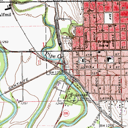 Topographic Map of Ada Grain Company Grain Elevator Number 2, KS