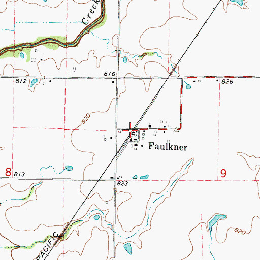 Topographic Map of Faulkner Grain Elevator Number 1, KS