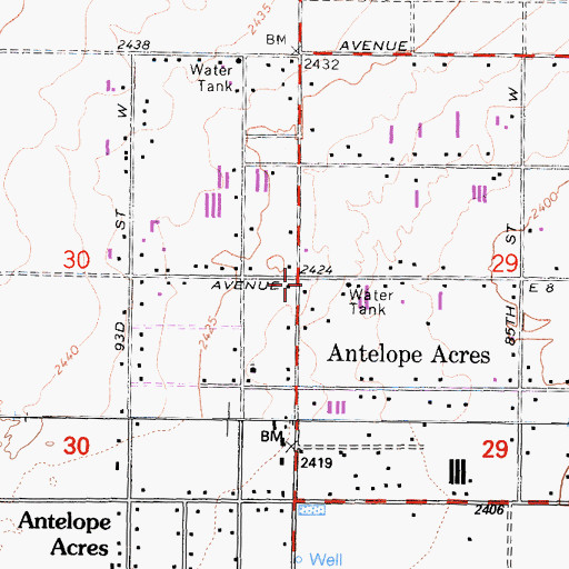 Topographic Map of Antelope Acres, CA