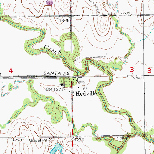 Topographic Map of Hedville Grain and Feed Grain Elevator Number 1, KS