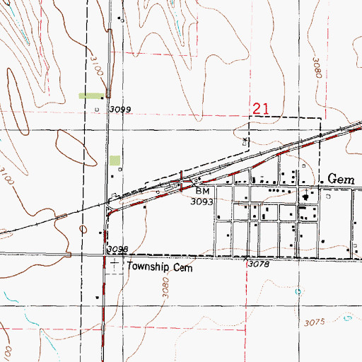 Topographic Map of Hi-Plains Co - Operative Association Grain Elevator Number 1, KS