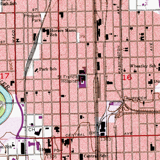 Topographic Map of Select Specialty Hospital - Wichita, KS