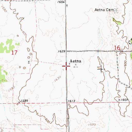 Topographic Map of Aetna Volunteer Fire Department, KS