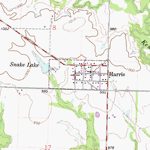 Topographic Map of Harris Rural Fire Department, KS