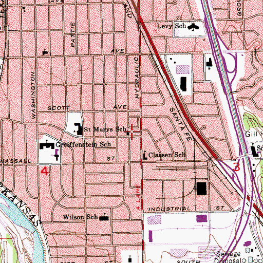 Topographic Map of Wichita Fire Department Station 22, KS