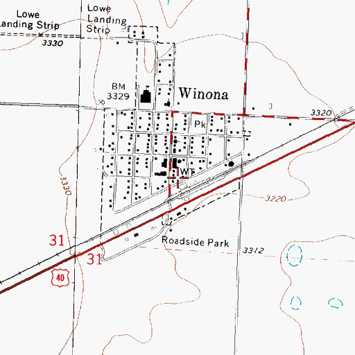 Topographic Map of Winona Fire Department, KS
