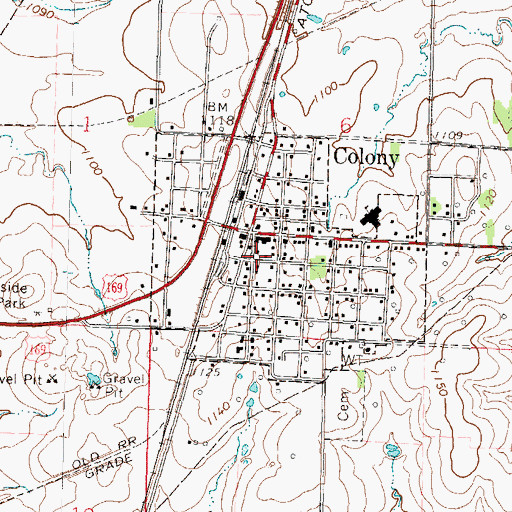 Topographic Map of Colony Fire Station, KS