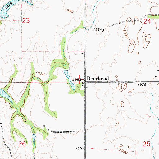 Topographic Map of Deer Head Volunteer Fire Station, KS