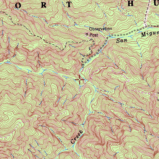 Topographic Map of Anthony Creek, CA