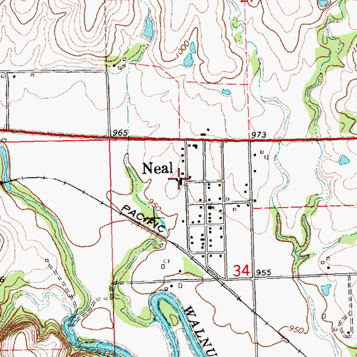 Topographic Map of Neal Volunteer Fire Department, KS