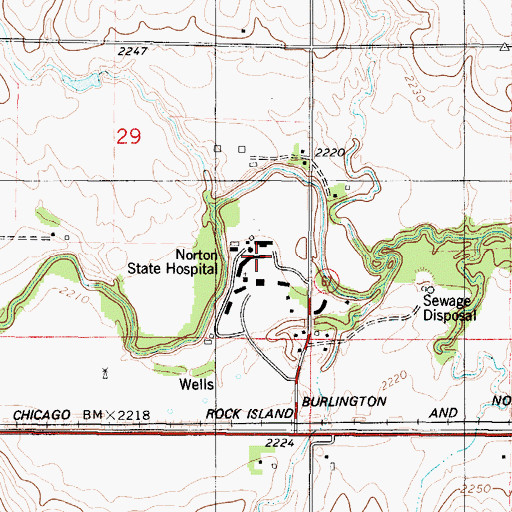 Topographic Map of Norton Correctional Facility Fire Department, KS